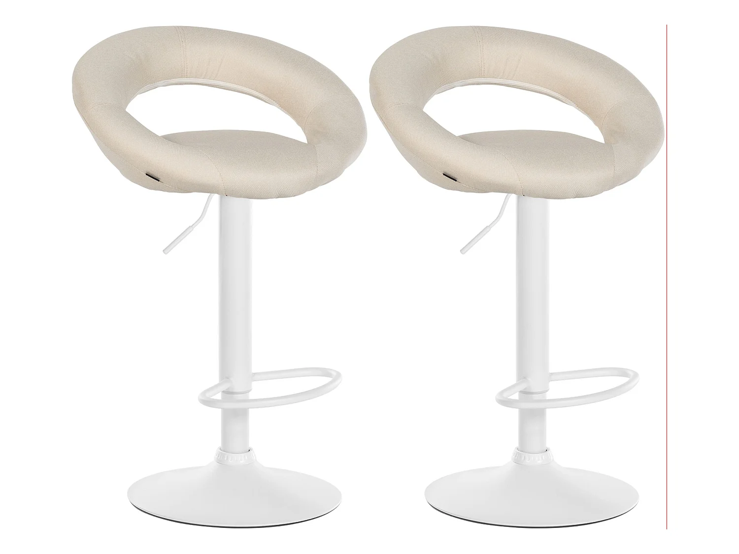 Lot de 2  Tabouret de bar - Tissu & Blanc - Crème - Olinda