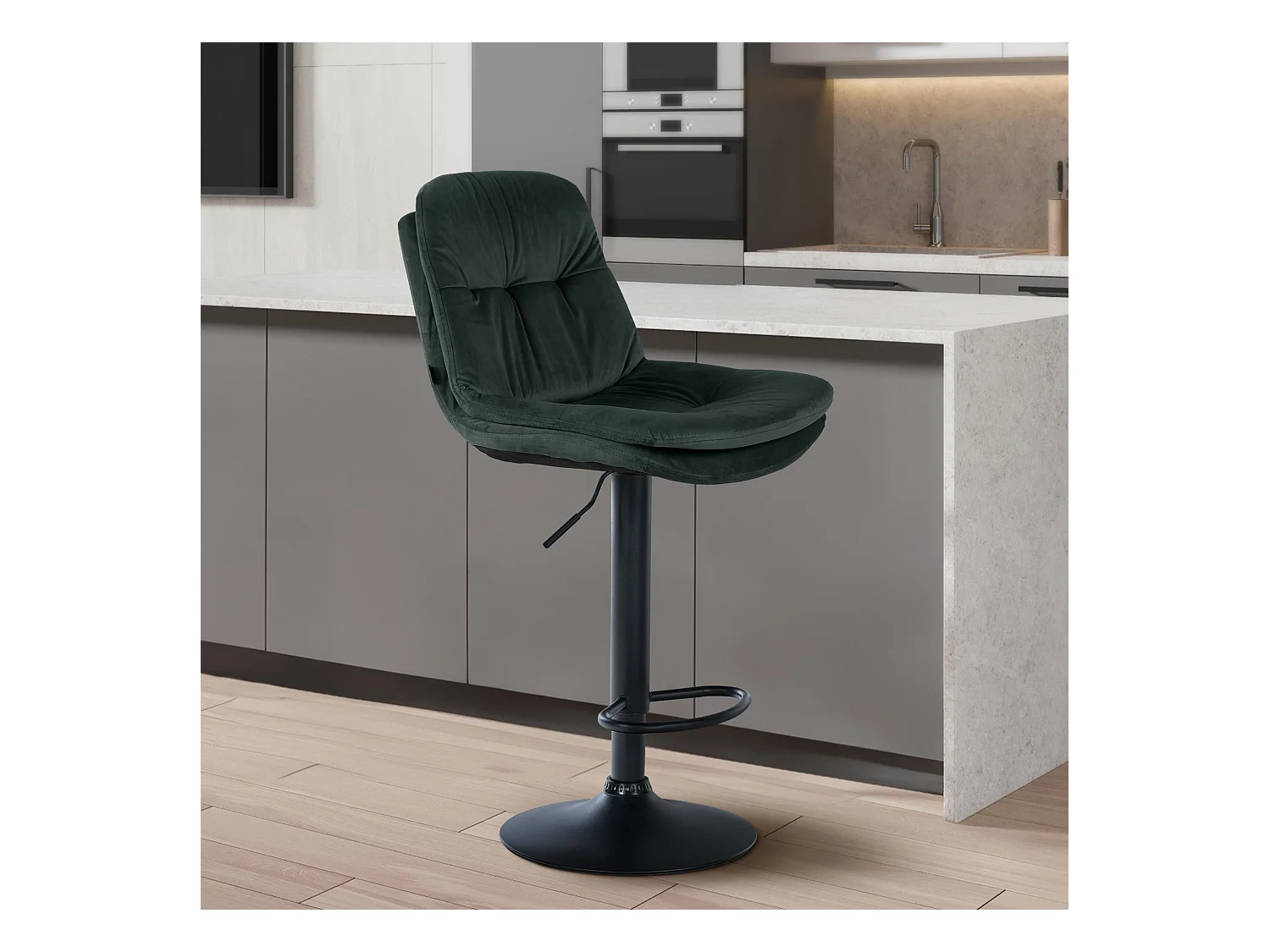 Tabouret de bar - Velours - Vert foncé - Laurel