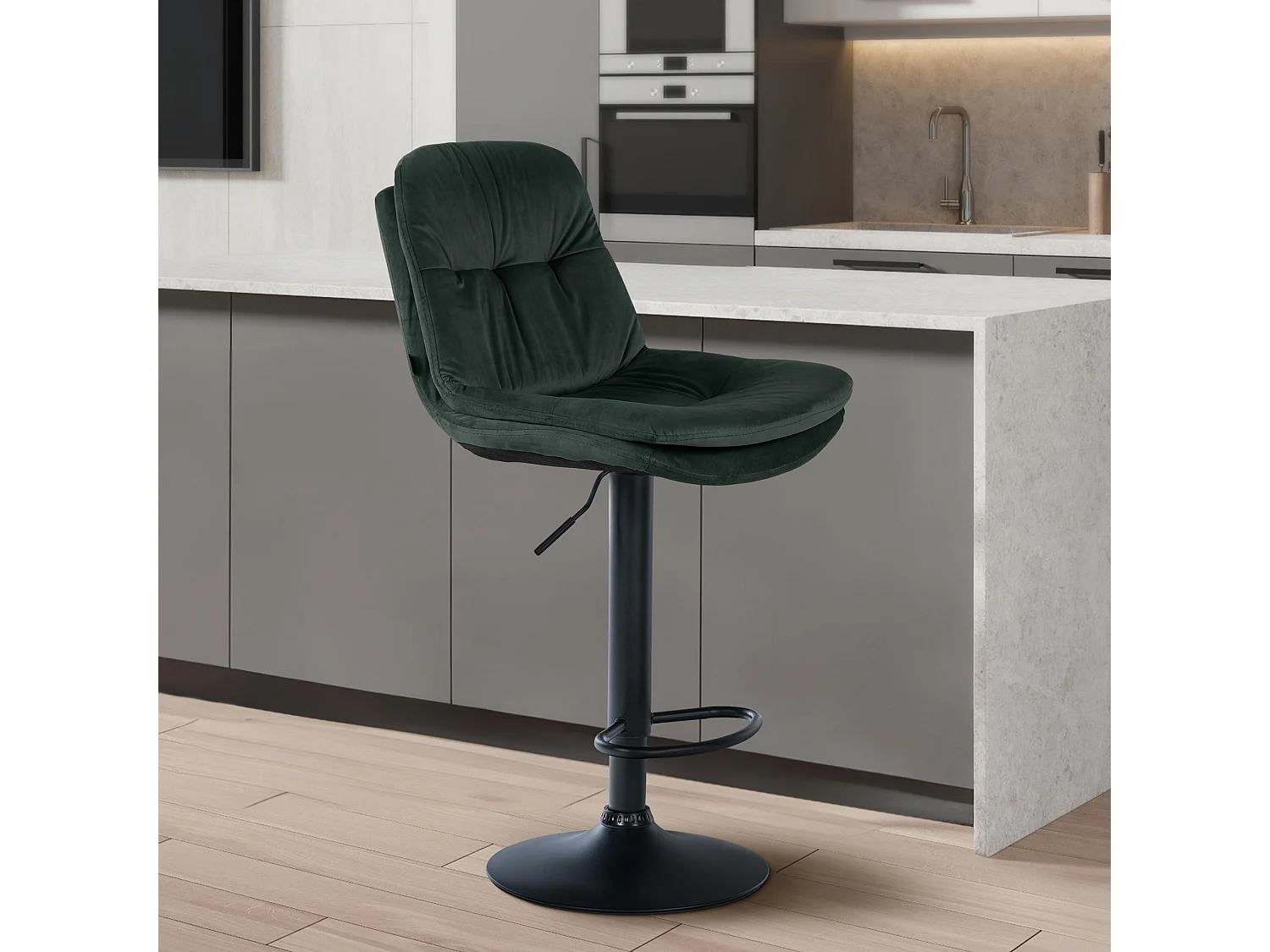 Tabouret de bar - Velours - Vert foncé - Laurel