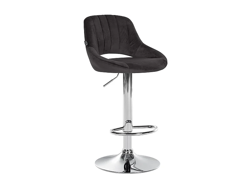 Tabouret de bar - Velours & Chrome - Noir - Milet