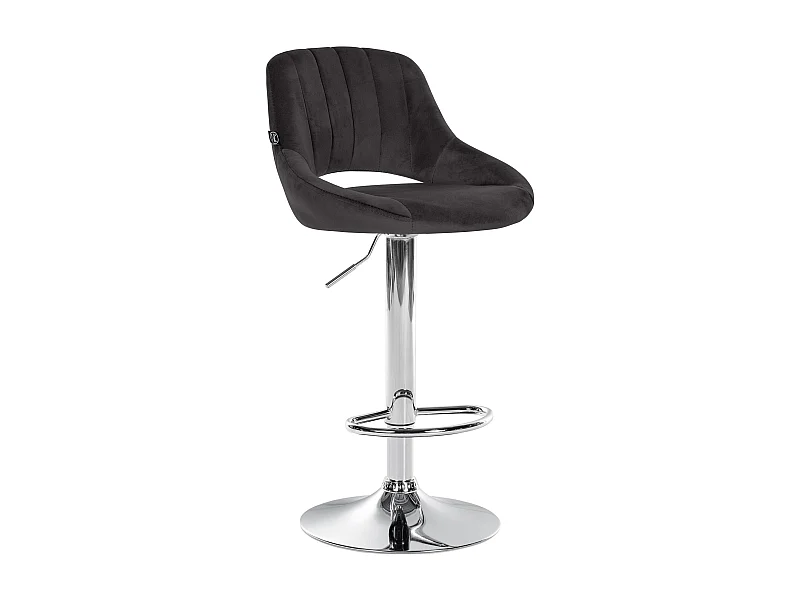 Tabouret de bar - Velours & Chrome - Noir - Milet