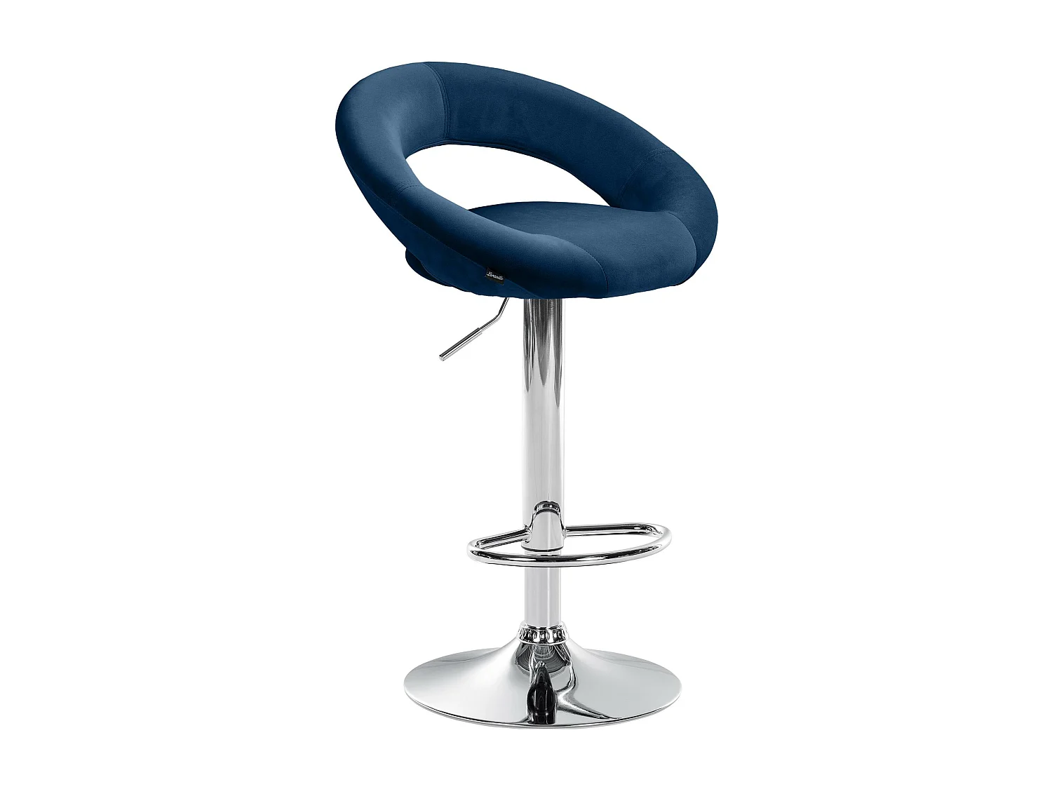 Tabouret de bar - Velours & Chrome - Bleu - Olinda