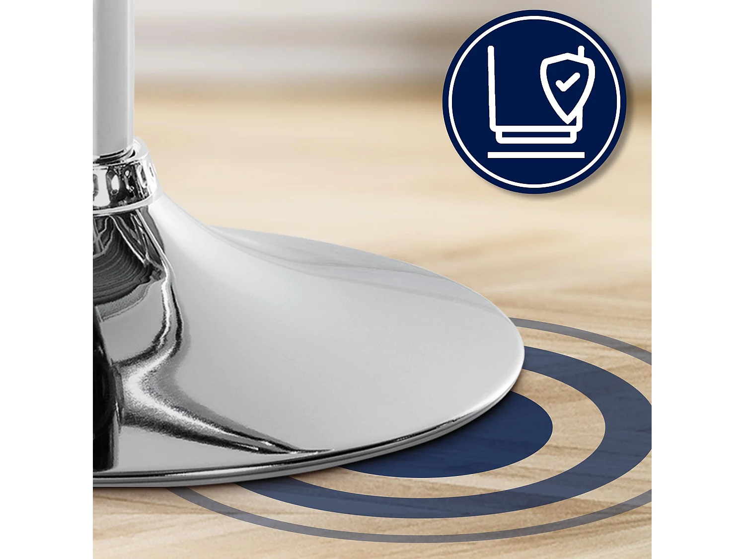 Tabouret de bar - Velours & Chrome - Bleu - Olinda