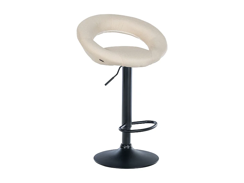 Barhocker - Stoff & schwarz - creme - Olinda