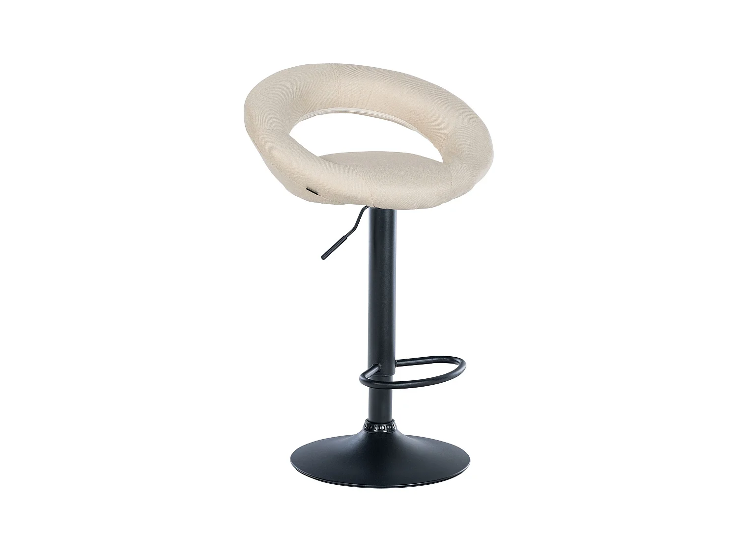 Tabouret de bar - Tissu & Noir - Crème - Olinda