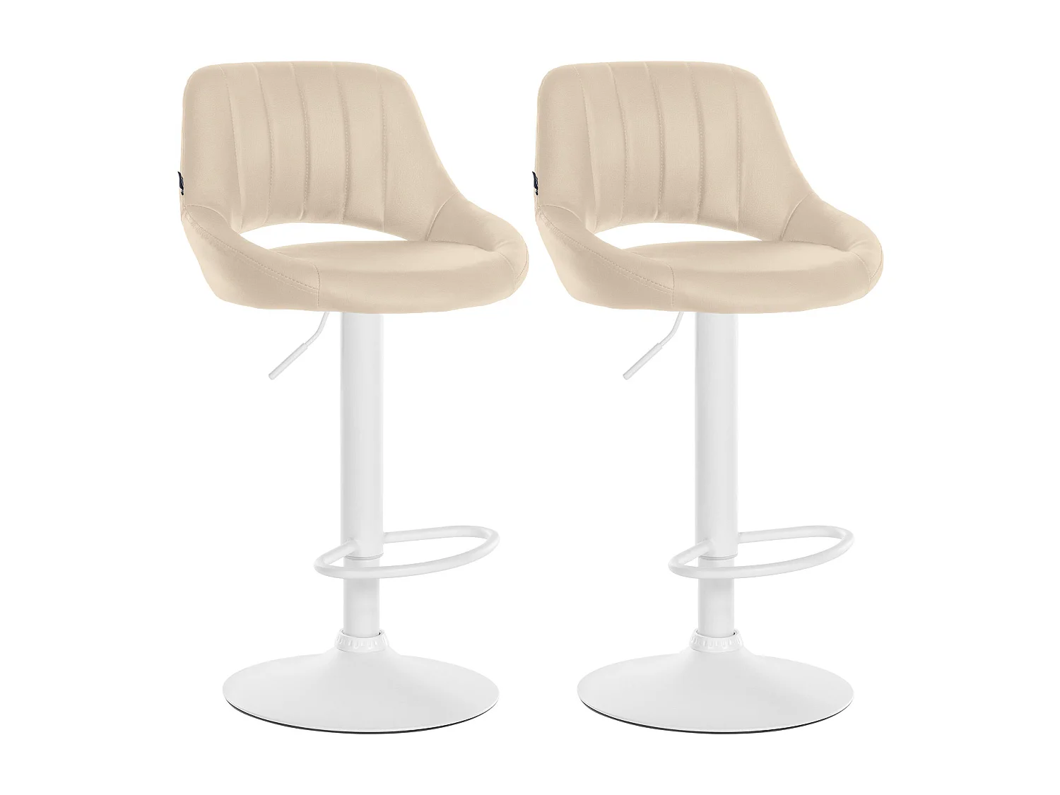 Lot de 2  Tabouret de bar - Similicuir - Crème - Milet
