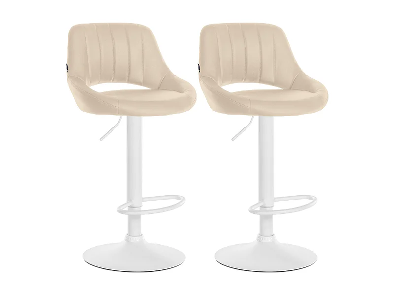 Lot de 2  Tabouret de bar - Similicuir - Crème - Milet