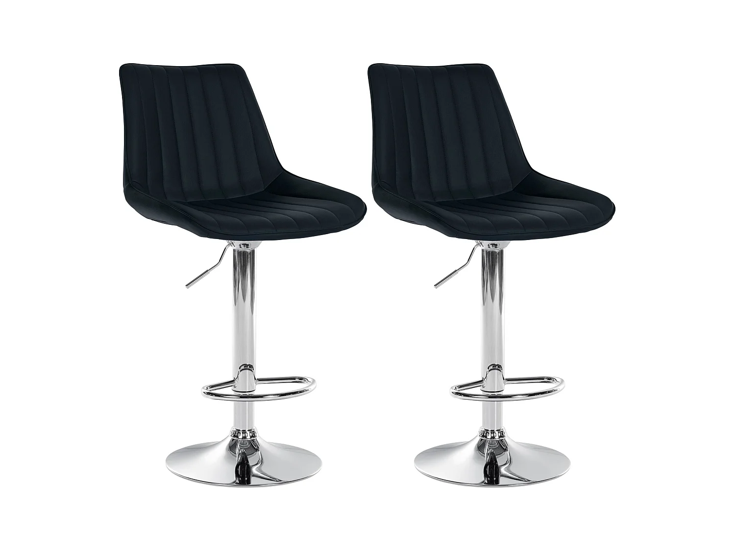 Lot de 2  Tabouret de bar - Similicuir - Noir - Toni