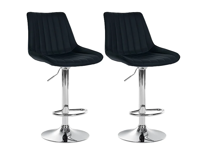 Lot de 2  Tabouret de bar - Similicuir - Noir - Toni