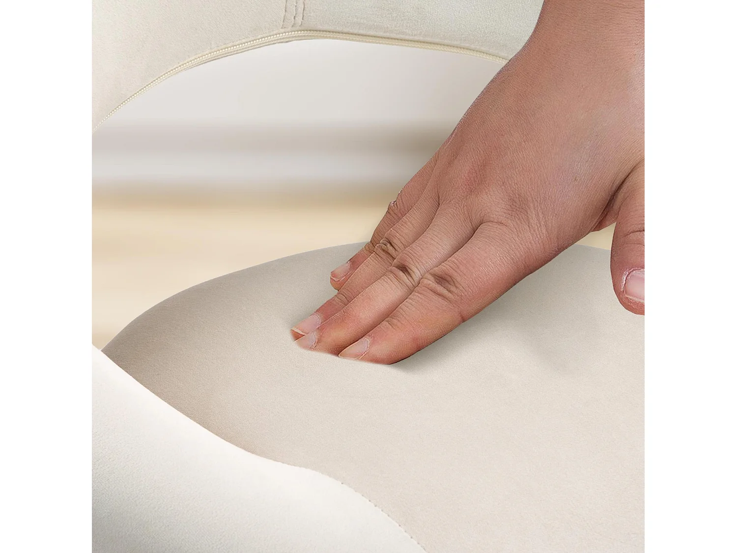 Tabouret de bar - Velours & Blanc - Crème - Olinda