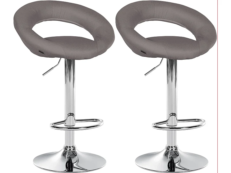 Lot de 2  Tabouret de bar - Tissu & Chrome - Gris - Olinda