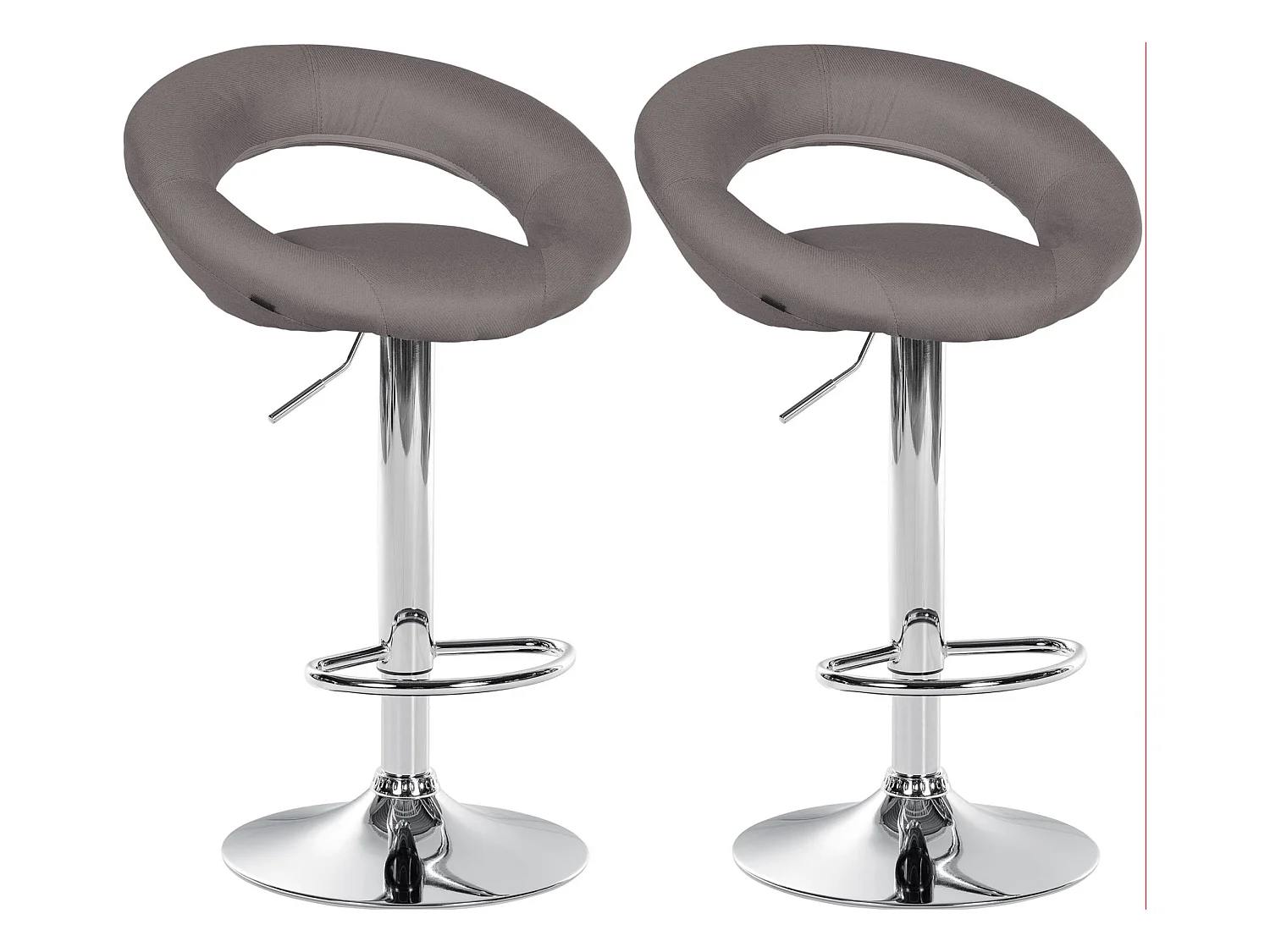 Lot de 2  Tabouret de bar - Tissu & Chrome - Gris - Olinda