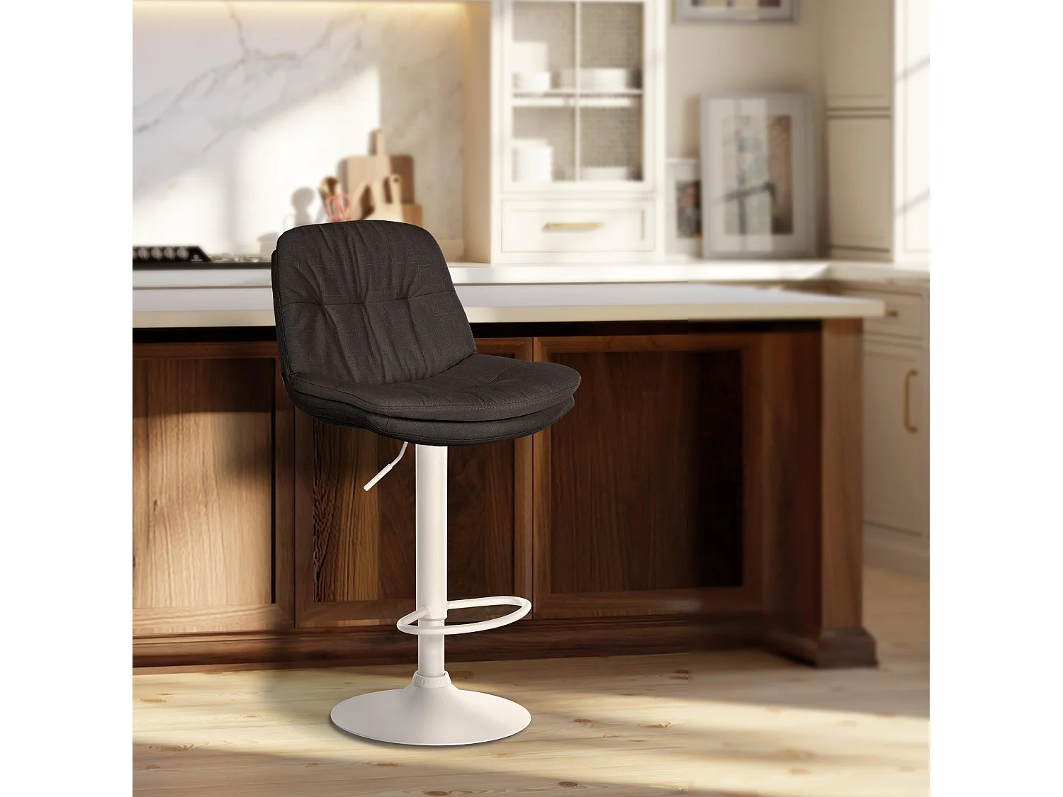 Tabouret de bar - Tissu - Gris foncé - Laurel