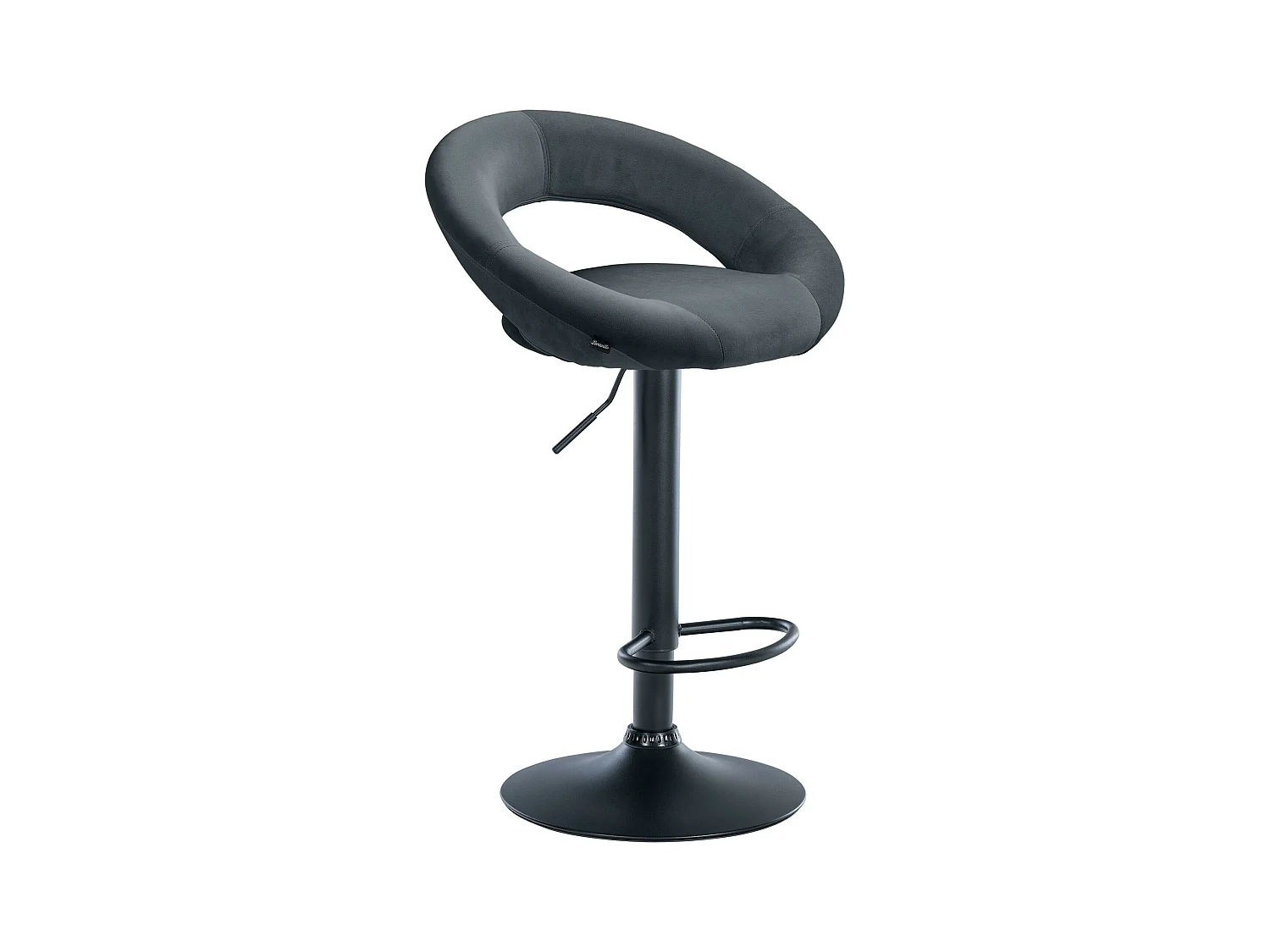 Tabouret de bar - Velours & Noir - Gris foncé - Olinda