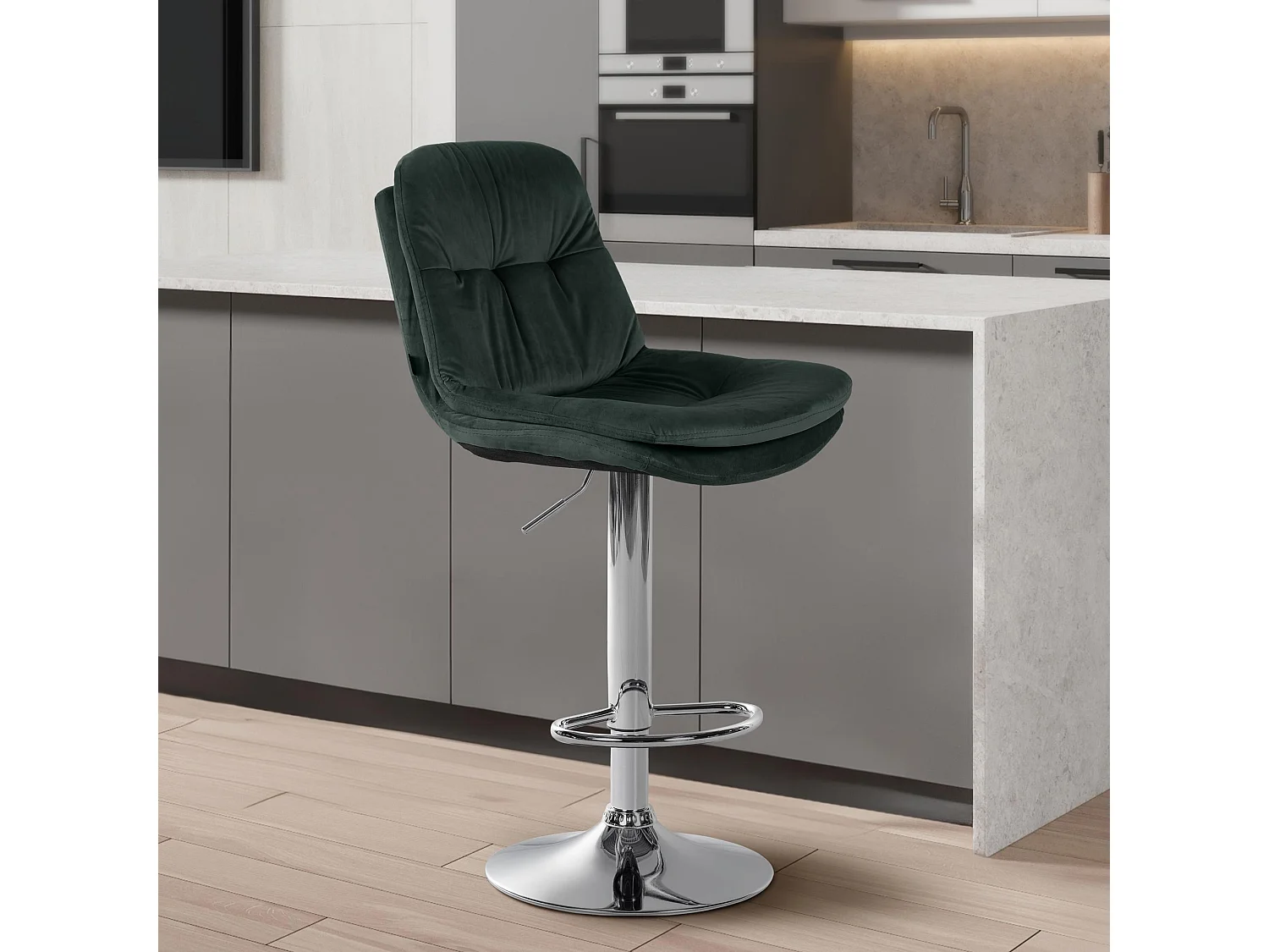 Tabouret de bar - Velours - Vert foncé - Laurel