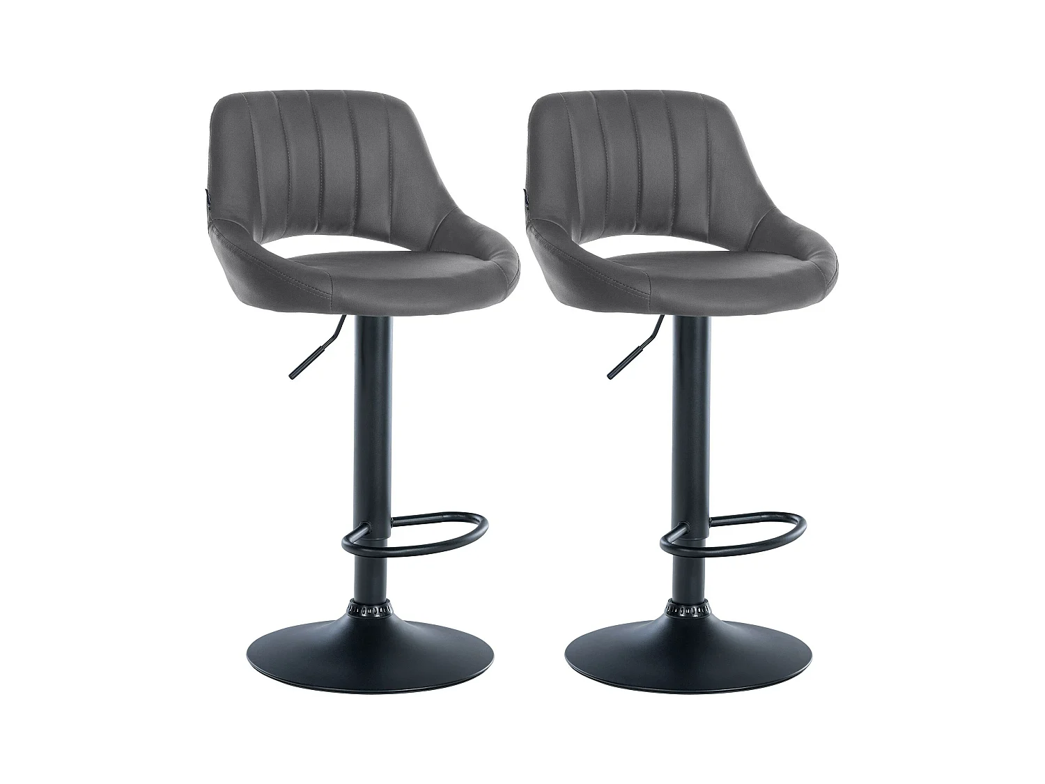 Lot de 2  Tabouret de bar - Similicuir - Gris - Milet