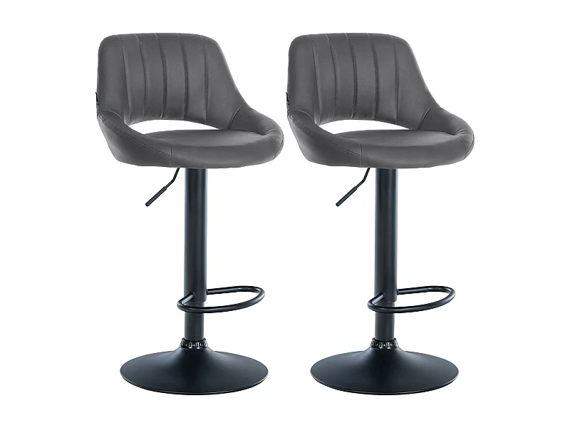 Lot de 2  Tabouret de bar - Similicuir - Gris - Milet