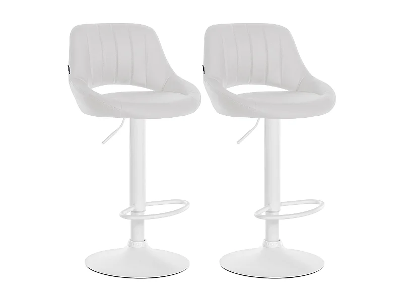 Lot de 2  Tabouret de bar - Similicuir - Blanc - Milet