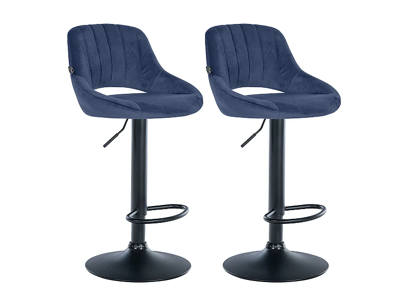 Lot de 2  Tabouret de bar - Velours - Bleu - Milet