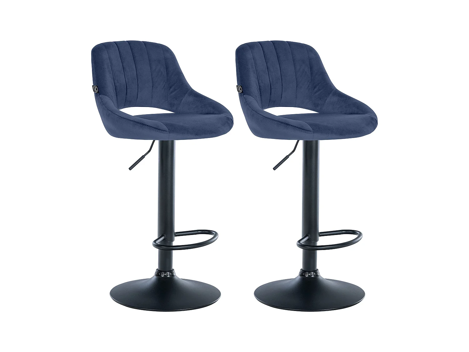 Lot de 2  Tabouret de bar - Velours - Bleu - Milet