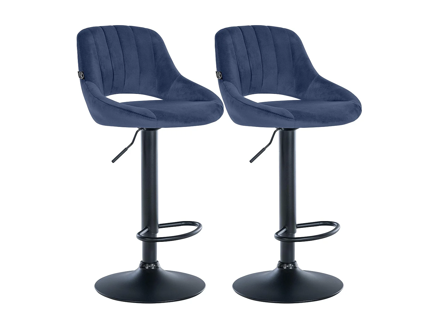 Lot de 2  Tabouret de bar - Velours - Bleu - Milet