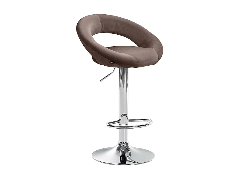 Tabouret de bar - Velours & Chrome - Marron - Olinda