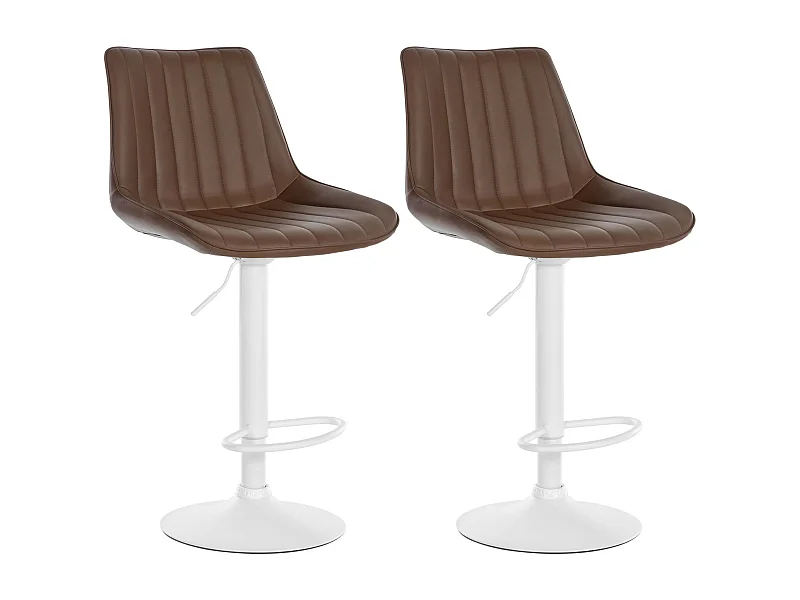 Lot de 2  Tabouret de bar - Similicuir - Marron - Toni