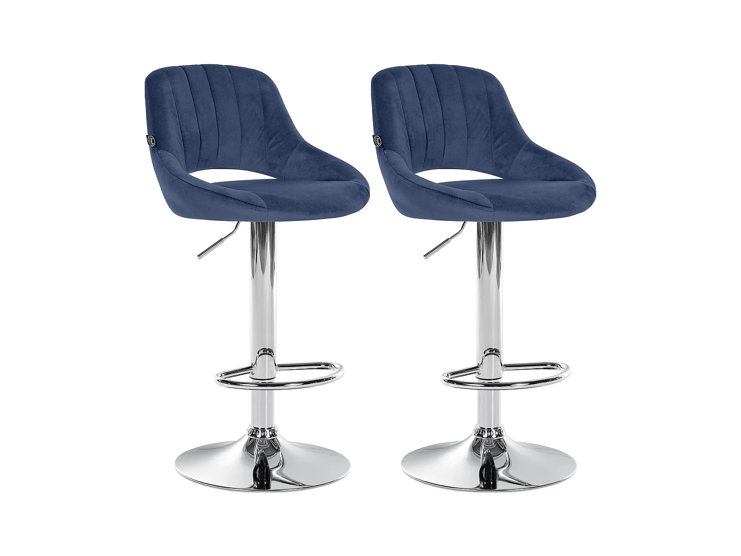 Lot de 2  Tabouret de bar - Velours - Bleu - Milet