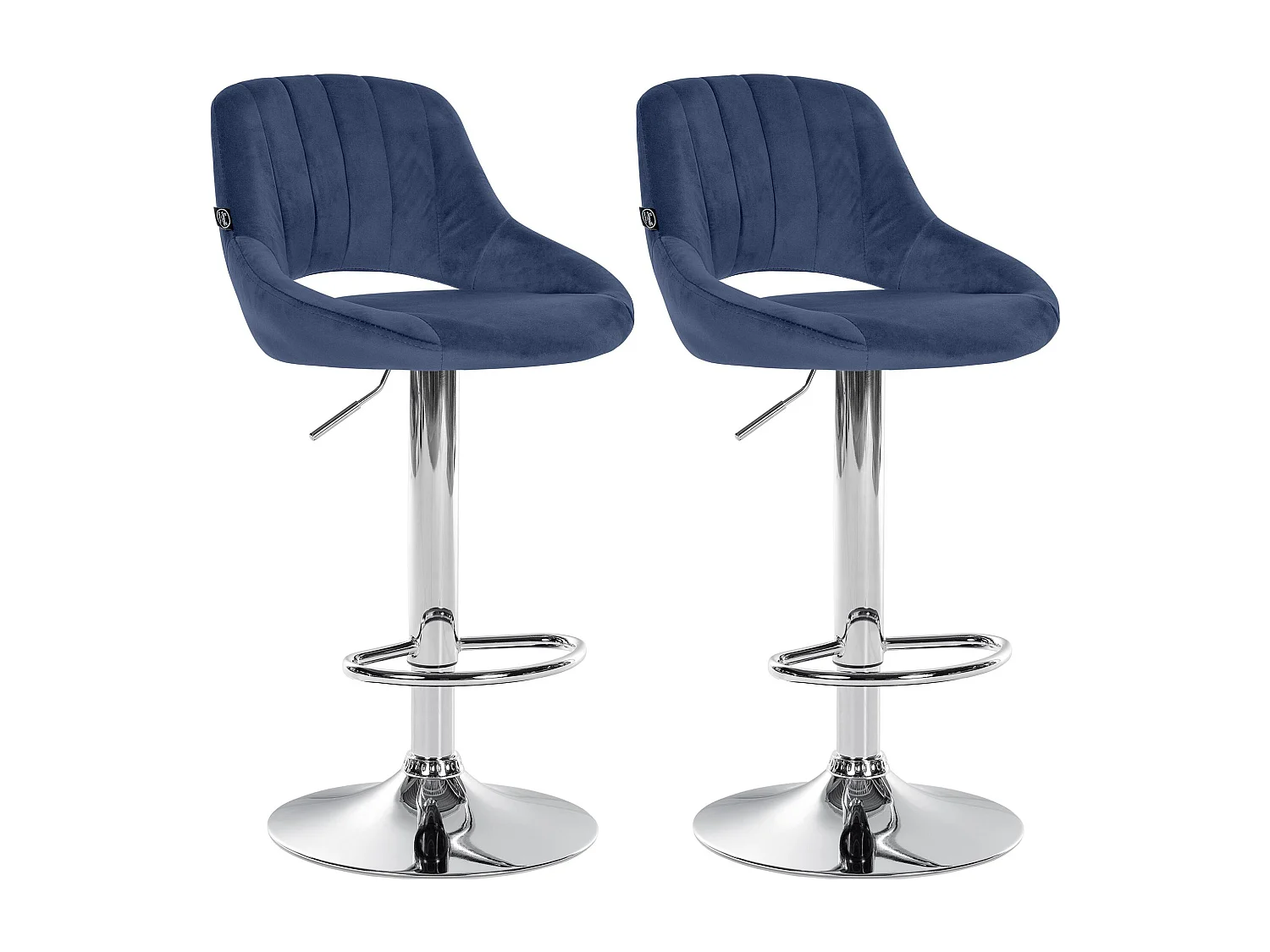 Lot de 2  Tabouret de bar - Velours - Bleu - Milet