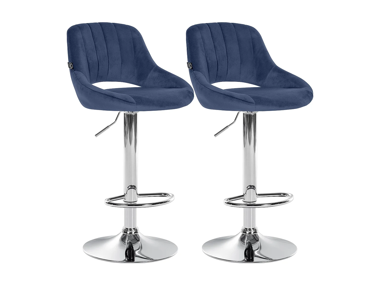 Lot de 2  Tabouret de bar - Velours - Bleu - Milet