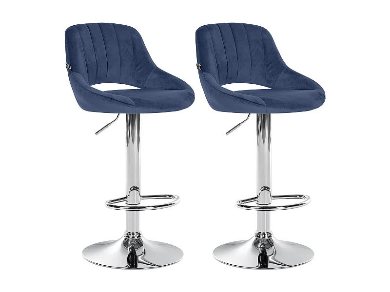 Lot de 2  Tabouret de bar - Velours - Bleu - Milet