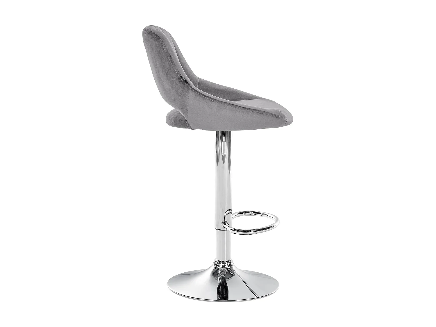 Tabouret de bar - Velours & Chrome - Gris foncé - Milet