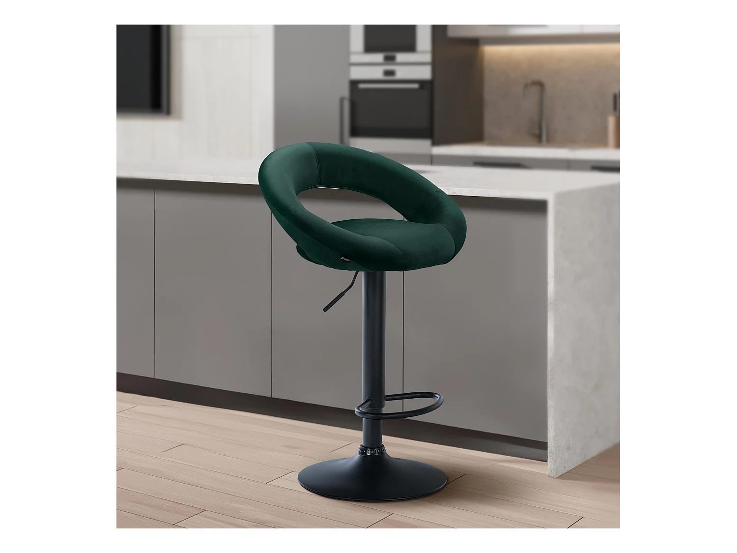 Tabouret de bar - Velours & Noir - Vert - Olinda