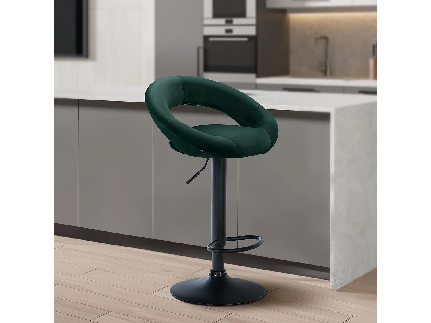 Tabouret de bar - Velours & Noir - Vert - Olinda