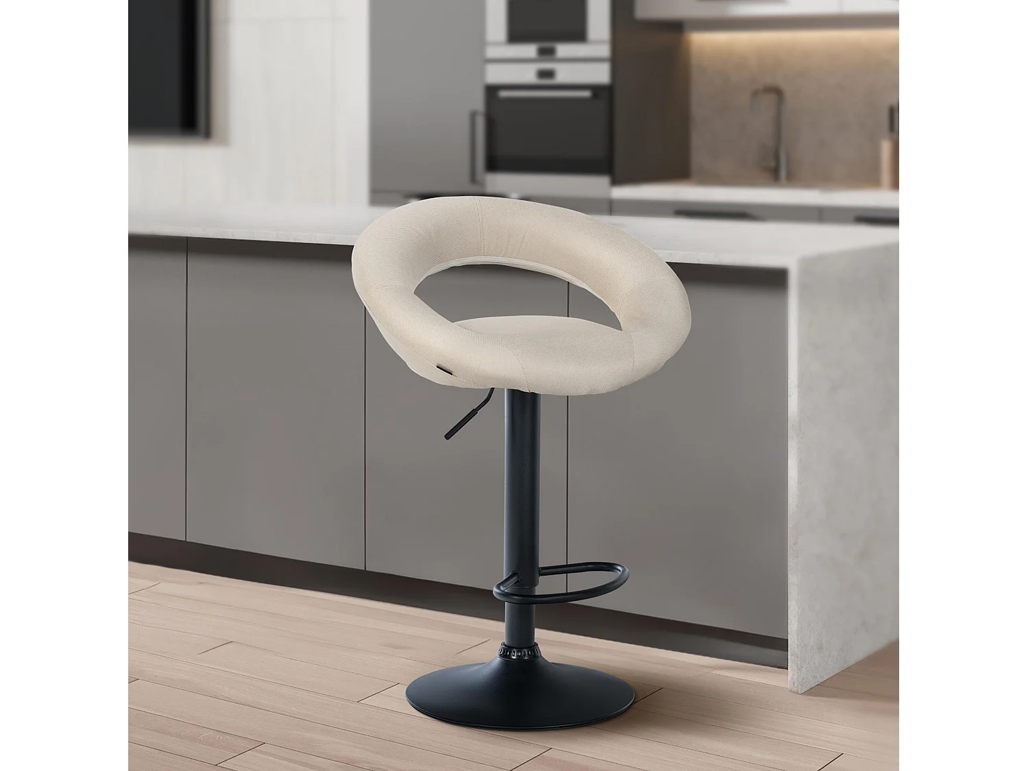 Set van 2  Barkruk - Stof & zwart - creme - Olinda