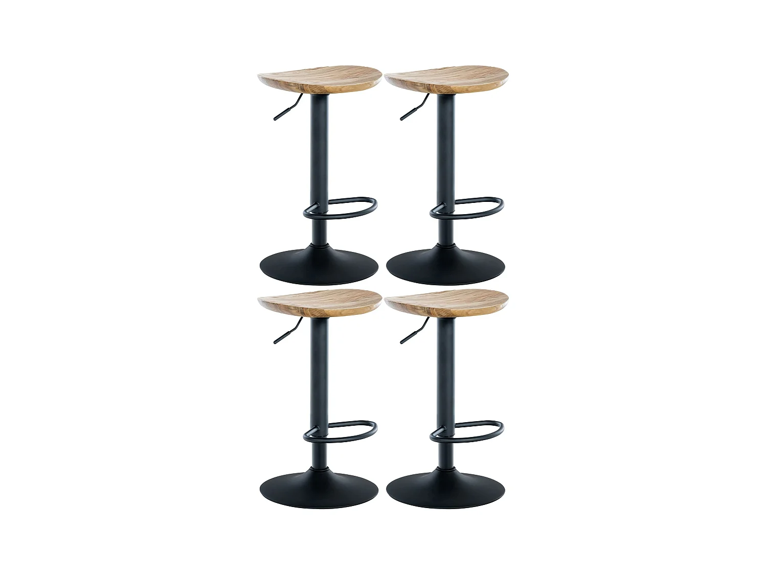 Lot de 4  Tabouret de bar - Bois - Nature - Skelde