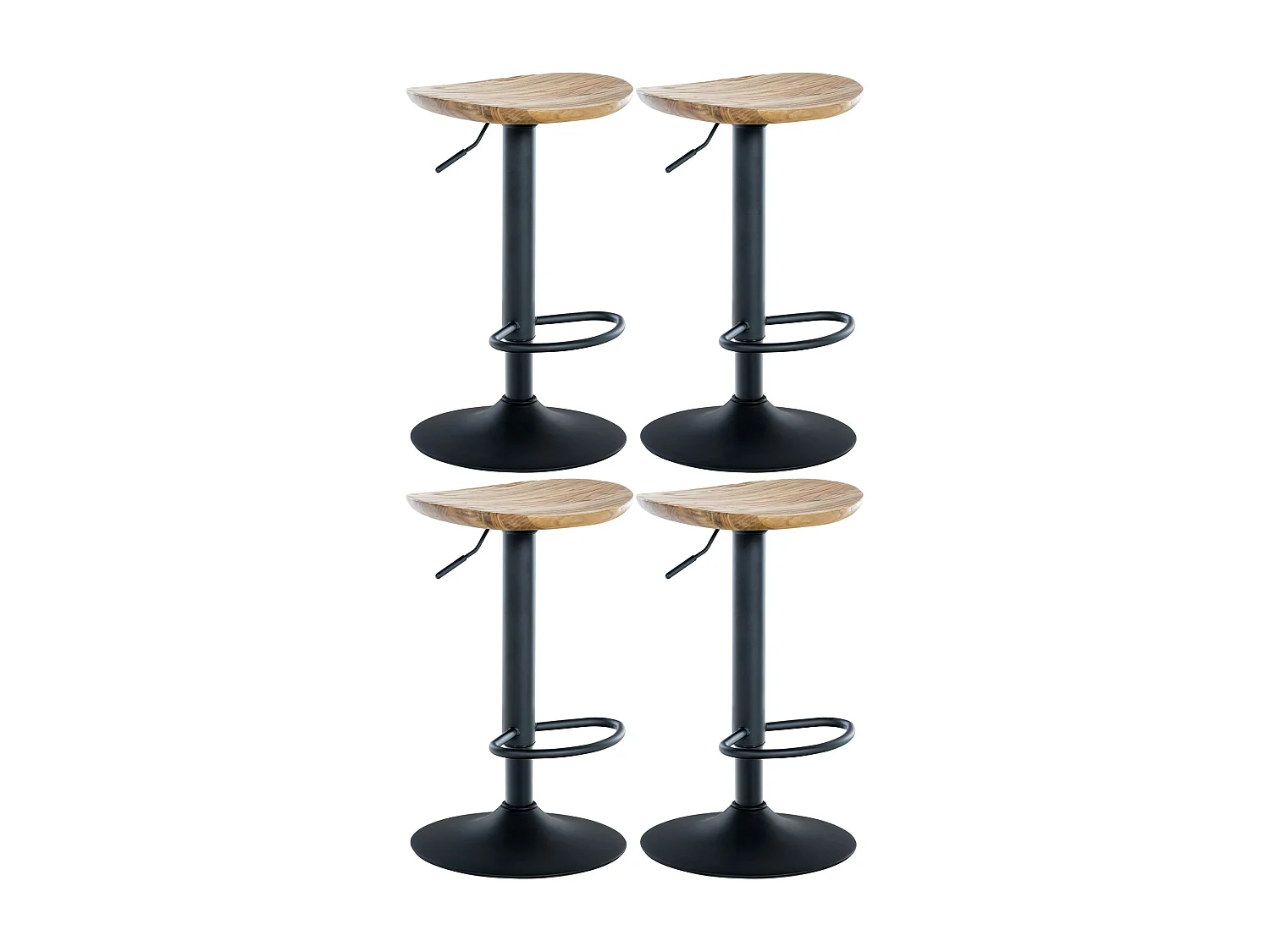 Lot de 4  Tabouret de bar - Bois - Nature - Skelde