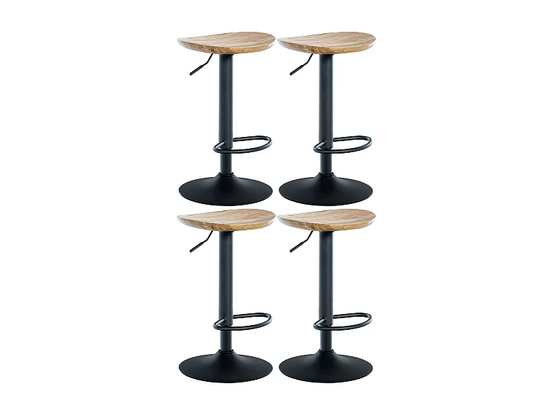 Lot de 4  Tabouret de bar - Bois - Nature - Skelde