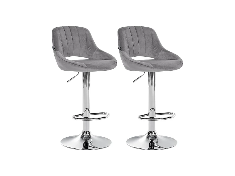Lot de 2  Tabouret de bar - Velours - Gris foncé - Milet