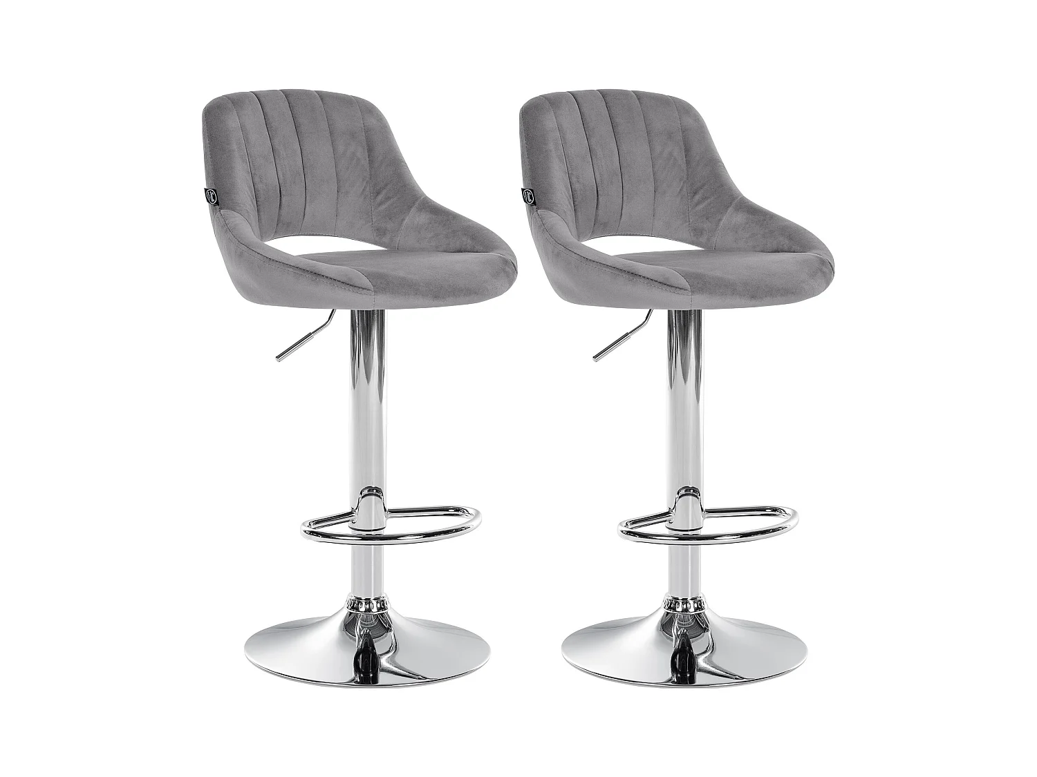 Lot de 2  Tabouret de bar - Velours - Gris foncé - Milet