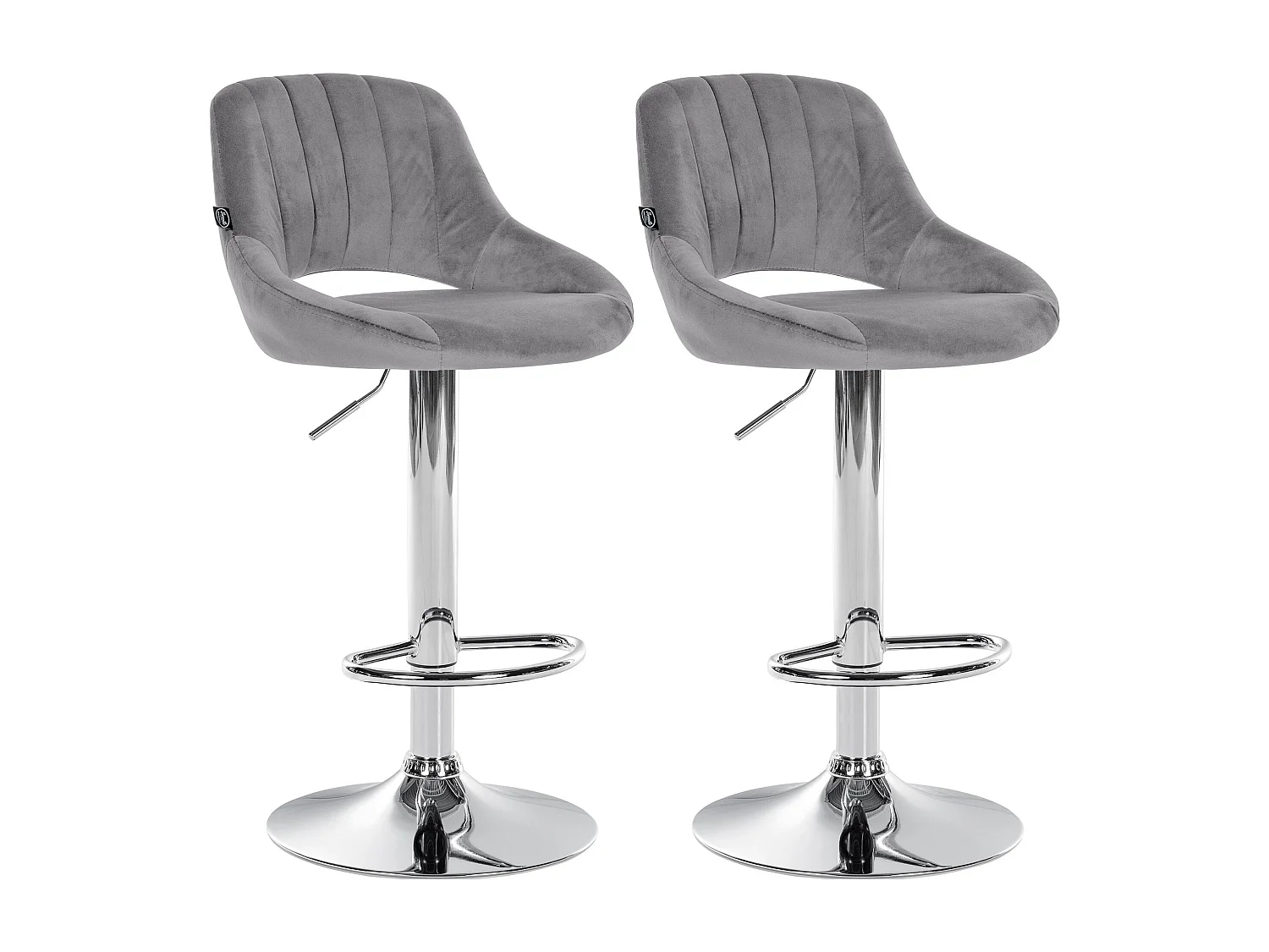Lot de 2  Tabouret de bar - Velours - Gris foncé - Milet