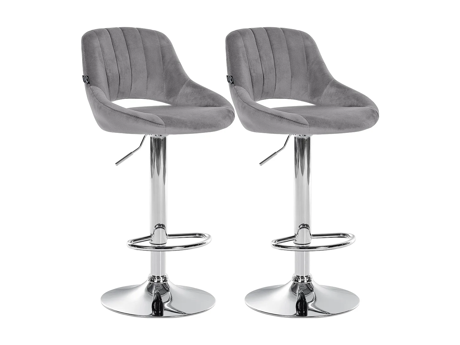 Lot de 2  Tabouret de bar - Velours - Gris foncé - Milet