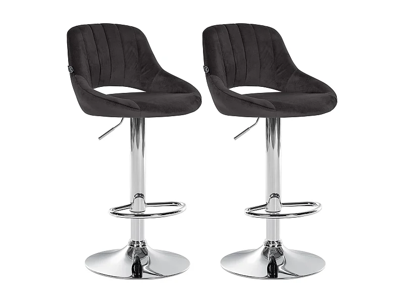 Lot de 2  Tabouret de bar - Velours - Noir - Milet