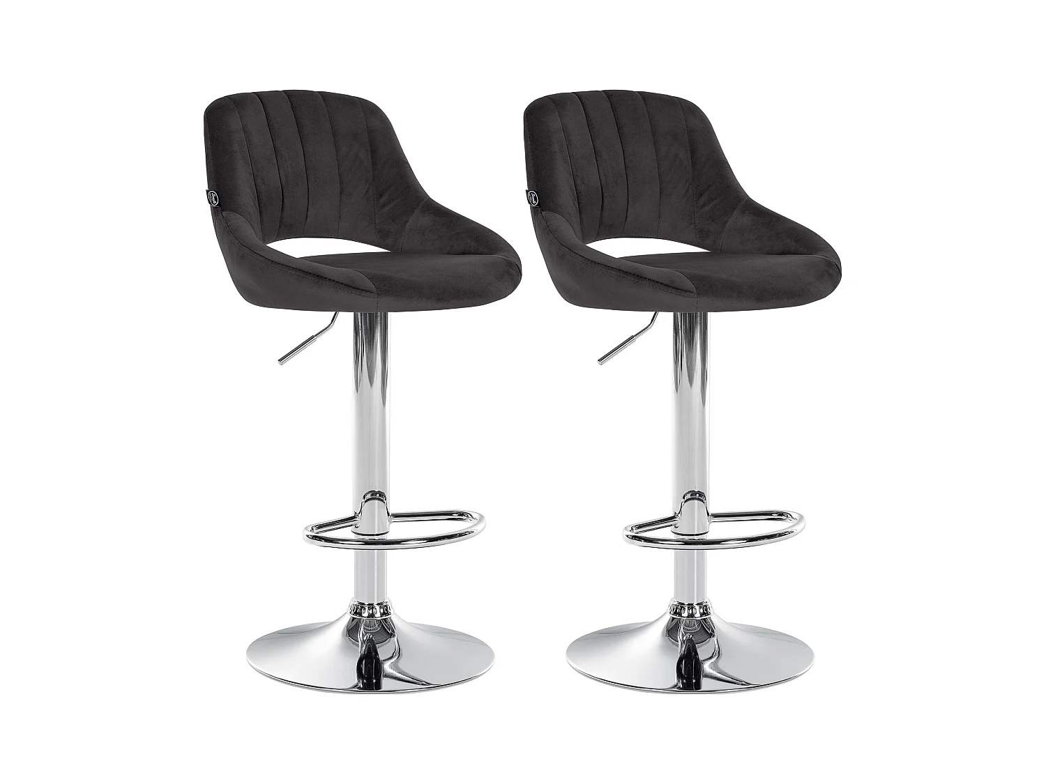 Lot de 2  Tabouret de bar - Velours - Noir - Milet