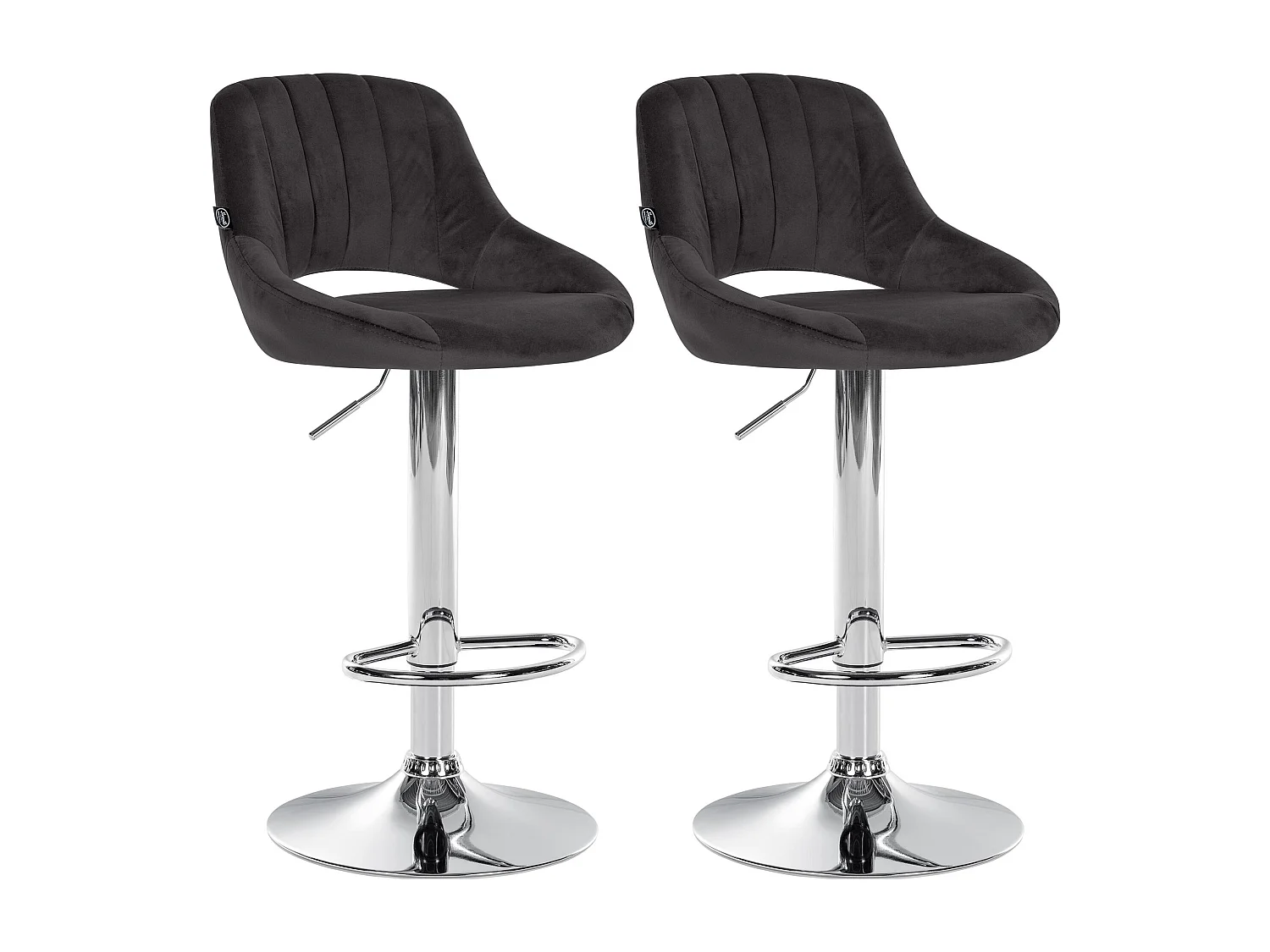 Lot de 2  Tabouret de bar - Velours - Noir - Milet
