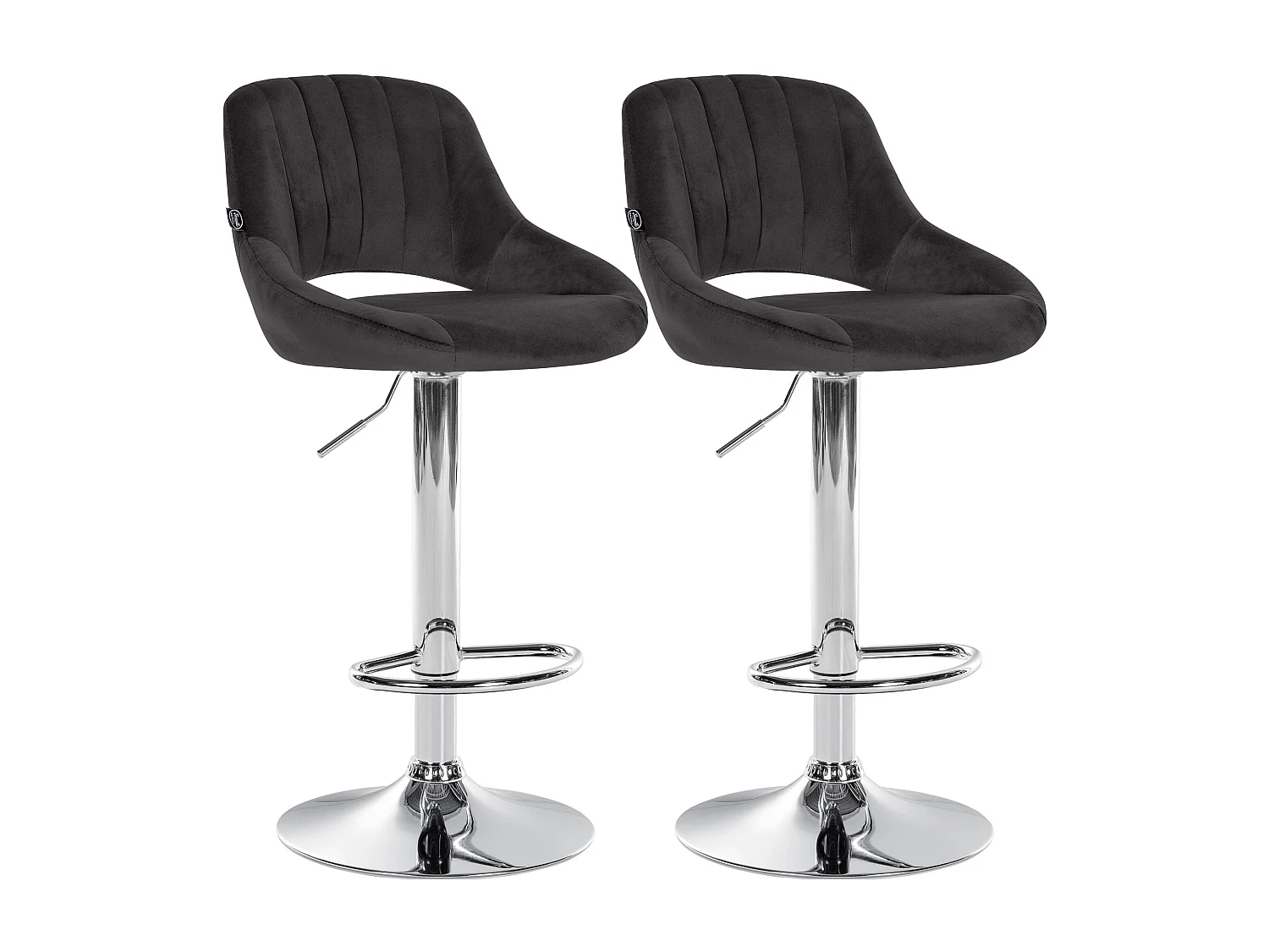 Lot de 2  Tabouret de bar - Velours - Noir - Milet