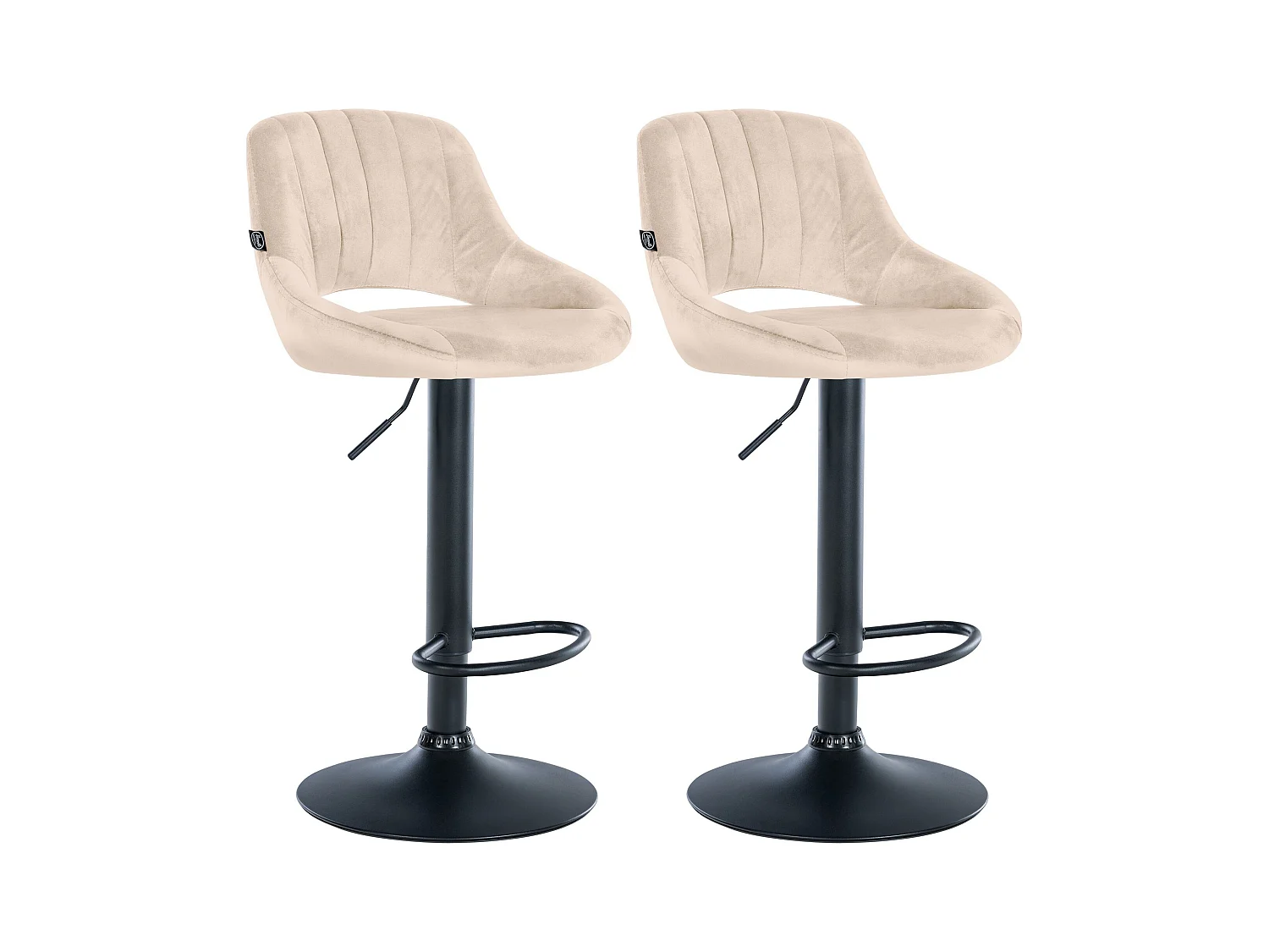 Lot de 2  Tabouret de bar - Velours - Crème - Milet