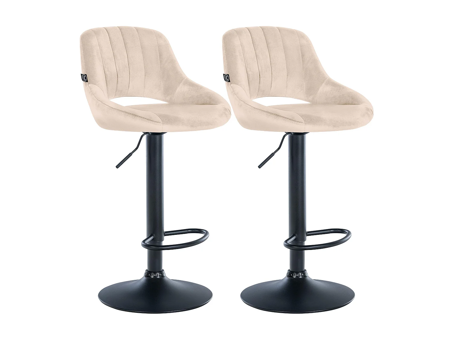Lot de 2  Tabouret de bar - Velours - Crème - Milet
