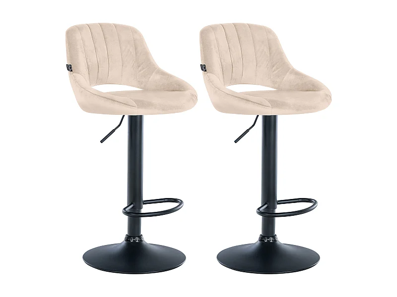 Lot de 2  Tabouret de bar - Velours - Crème - Milet