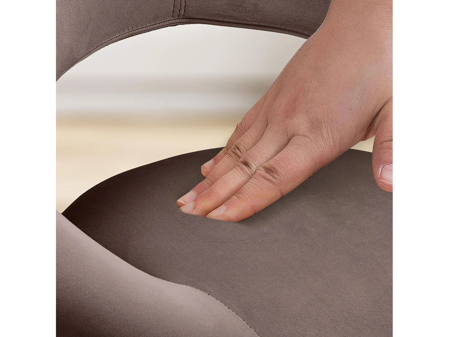 Tabouret de bar - Velours & Blanc - Marron - Olinda